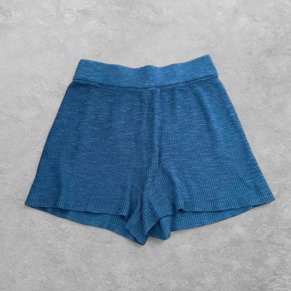 Free People FP Beach Malibu Surf Knit Shorts Navy XS Boho Coastal